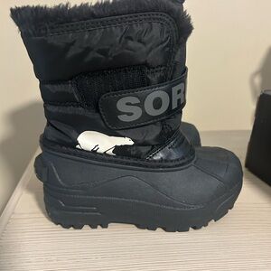 Sorel Black Snow Boots with Polar Bear Accent